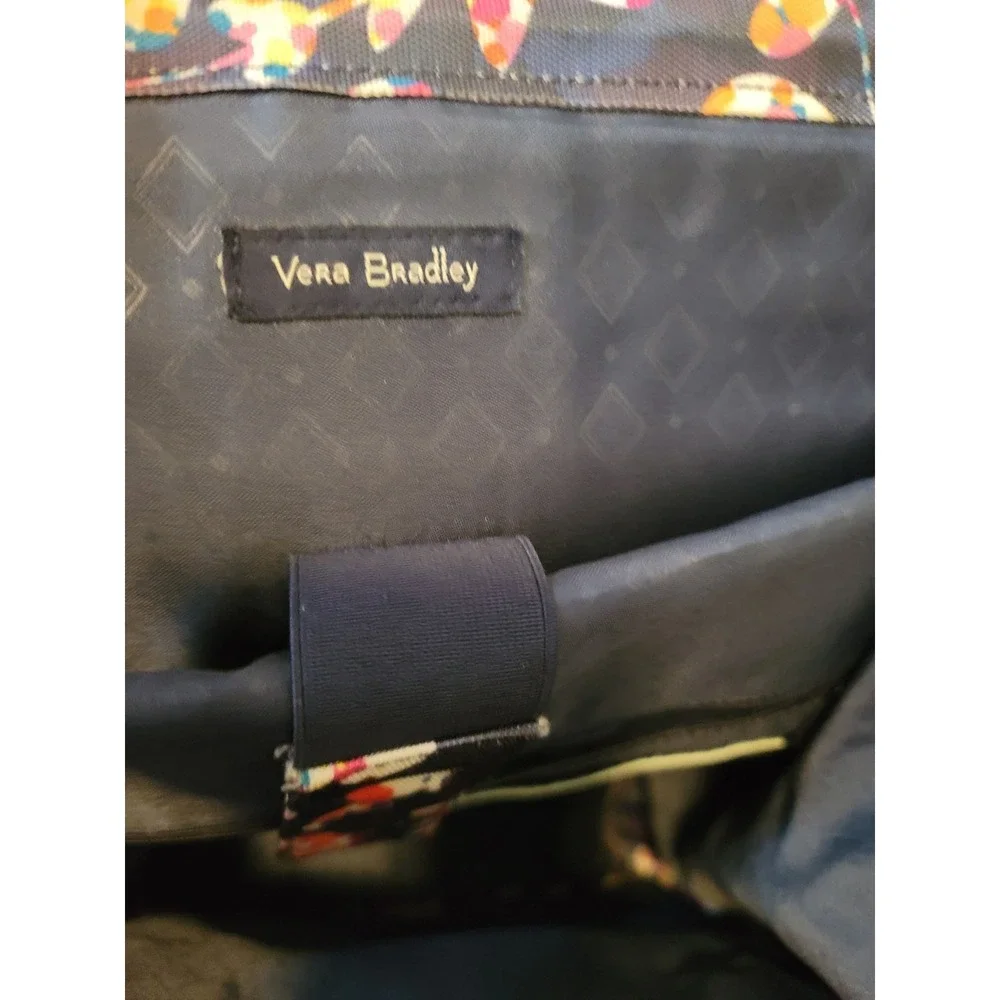Vera Bradley Lighten Up Frame Large Backpack Floral Print Travel School Bag Navy